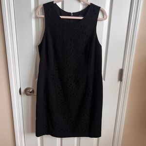 Banana Republic Black Dress Sleeveless Laser‎ Cut Work Party Career 14